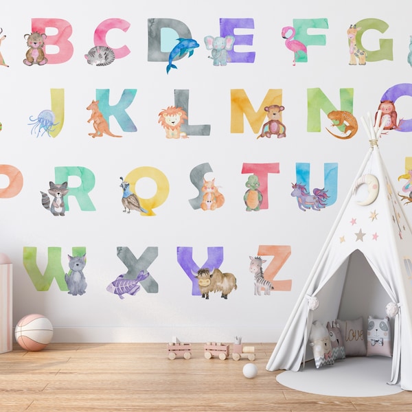 Alphabet Wall Decals Etsy