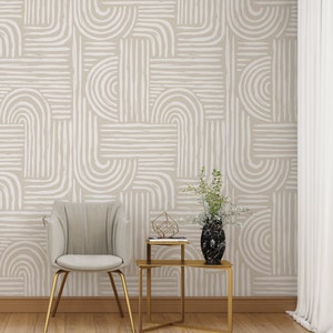 Abstract Minimalist Lines Pattern Wallpaper | Wall Mural | Peel and Stick Wallpaper | Removable Abstract Wallpaper
