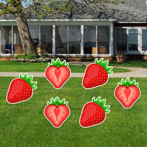 Outdoor Strawberry Decorations For Lawn – Bright Red Berry Yard Signs With Stakes For Fruit Themed Parties, Events, Or Kids’ Birthdays