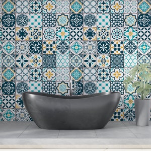 Peel and Stick Geometrical and Floral Tile Wallpaper, Self Adhesive or Pasted, Mosaic Wall Mural, Back Splash Wallpaper