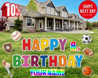 Sports Happy Birthday Yard Sign, Custom Name, Outdoor Lawn Decor