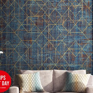 Modern Simple Geometric Lines Wallpaper | Pattern Wall Mural | Peel and Stick Self Adhesive or Pasted | Removable Wallpaper |Custom Size