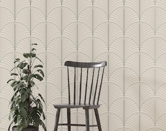 Luxury Art Deco Wallpaper | Geometric Fan Pattern Wall Mural | Elegant Home Decor Wallpaper | Minimalist Line Art & Vintage Retro Style