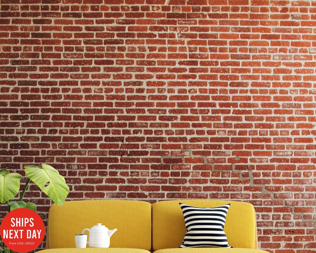 Textured Brick Wallpaper Wall Mural Peel and Stick Self Etsy