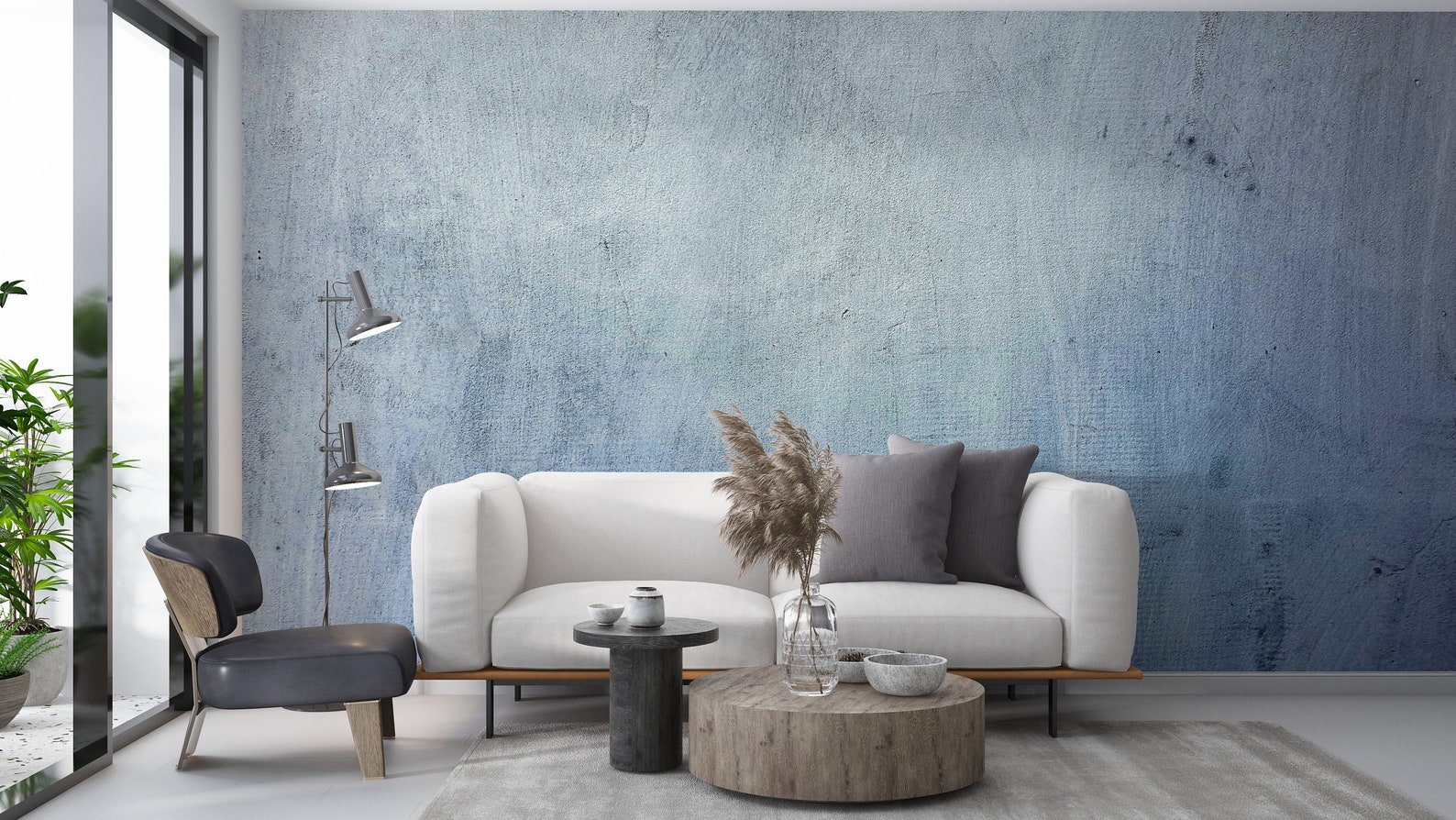 Blue Concrete Texture Wallpaper Pattern Wall Mural Peel - Etsy