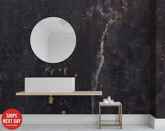 Black Concrete Wallpaper | Pattern Wall Mural | Peel and Stick or Pasted