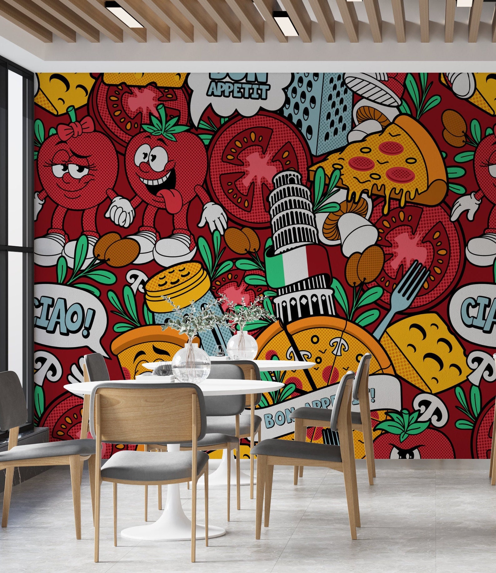 Custom Wallpaper Mural Street Night View for Restaurant | BVM Home