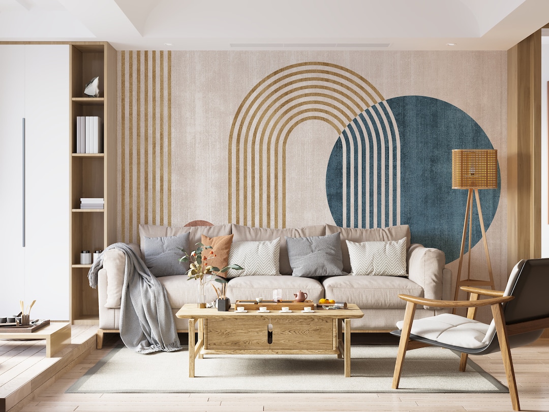 Geometric Lines Wallpaper, Modern Wall Mural, Self Adhesive or Pasted ...