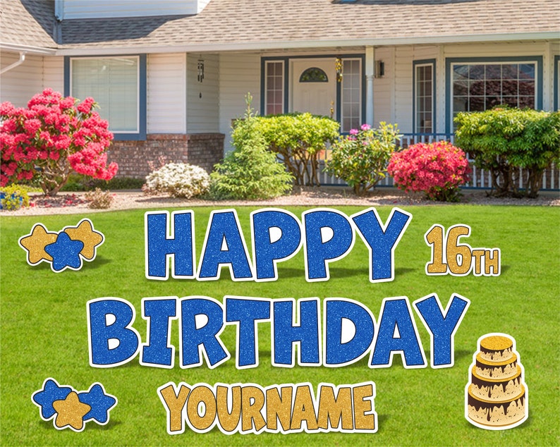 Happy Birthday Yard Sign Happy Birthday Lawn Signs Outdoor Etsy