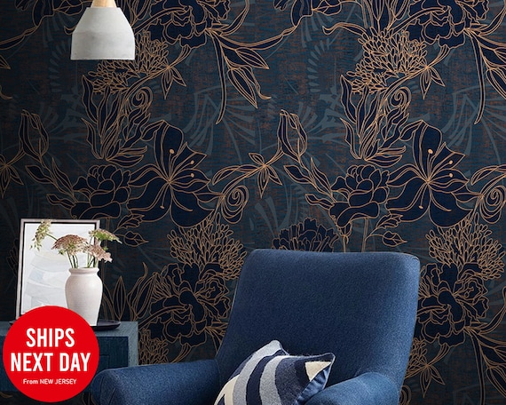Modern Line Drawing Plant Flower Wallpaper Pattern Wall Modern Line Drawing Plant Flower, How To Line A Lampshade With Wallpaper
