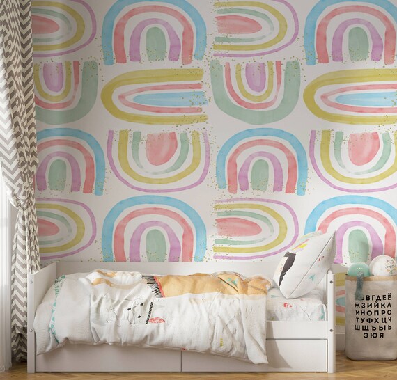 Rainbows Wallpaper Wall Mural Peel and Stick Wallpaper - Etsy
