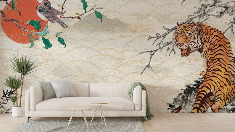 Tiger Peel and Stick Wallpaper Pattern Wall Mural Peel and - Etsy