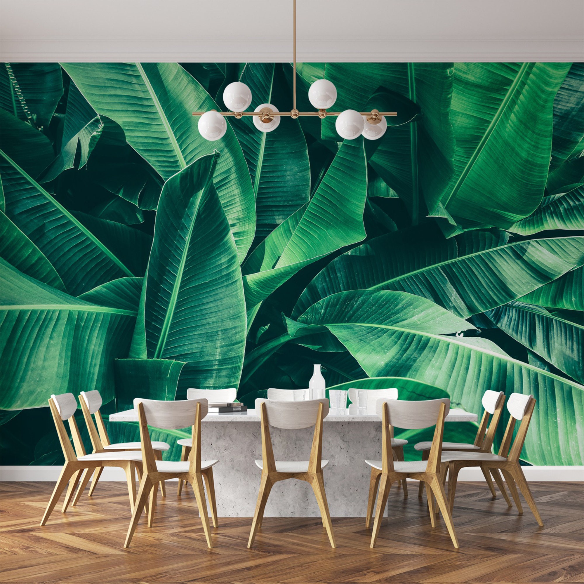 Tropical Banana Leaf Wallpaper | Peel and Stick Wall Mural - Etsy