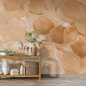 Soft Beige Brushstroke Wall Mural – Neutral Abstract Wallpaper with Creamy Tones and Painted Texture - Bedrooms, Nurseries or Calm Interiors