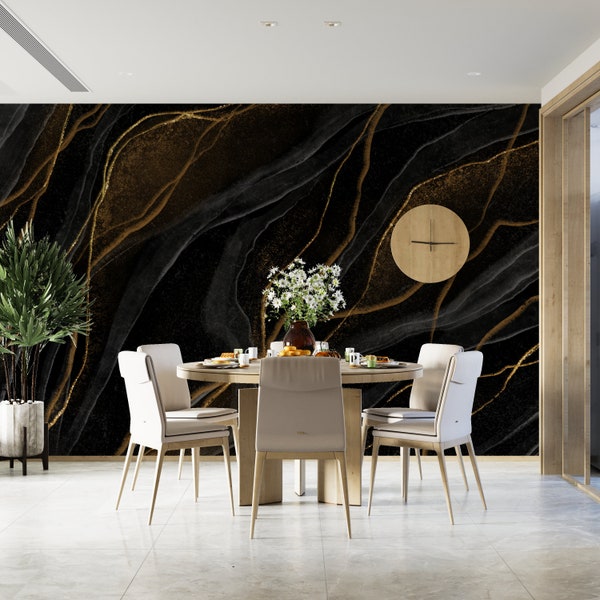 Black and Gold Wallpaper Etsy