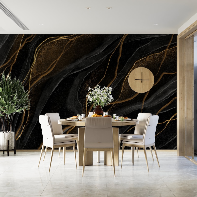 Black and Gold Wallpaper - Etsy