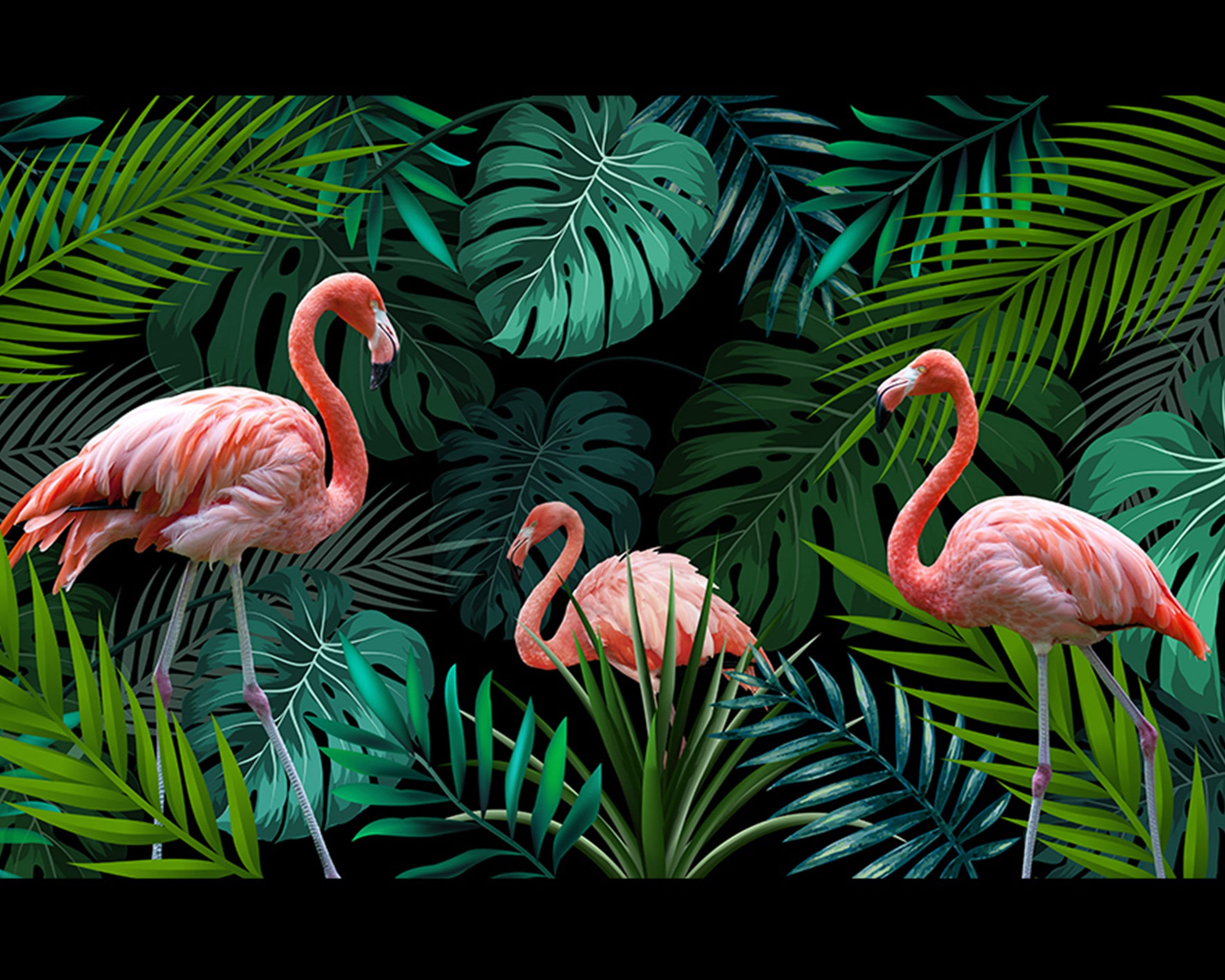 Tropical Rainforest Flamingo Wallpaper Peel and Stick Self Etsy