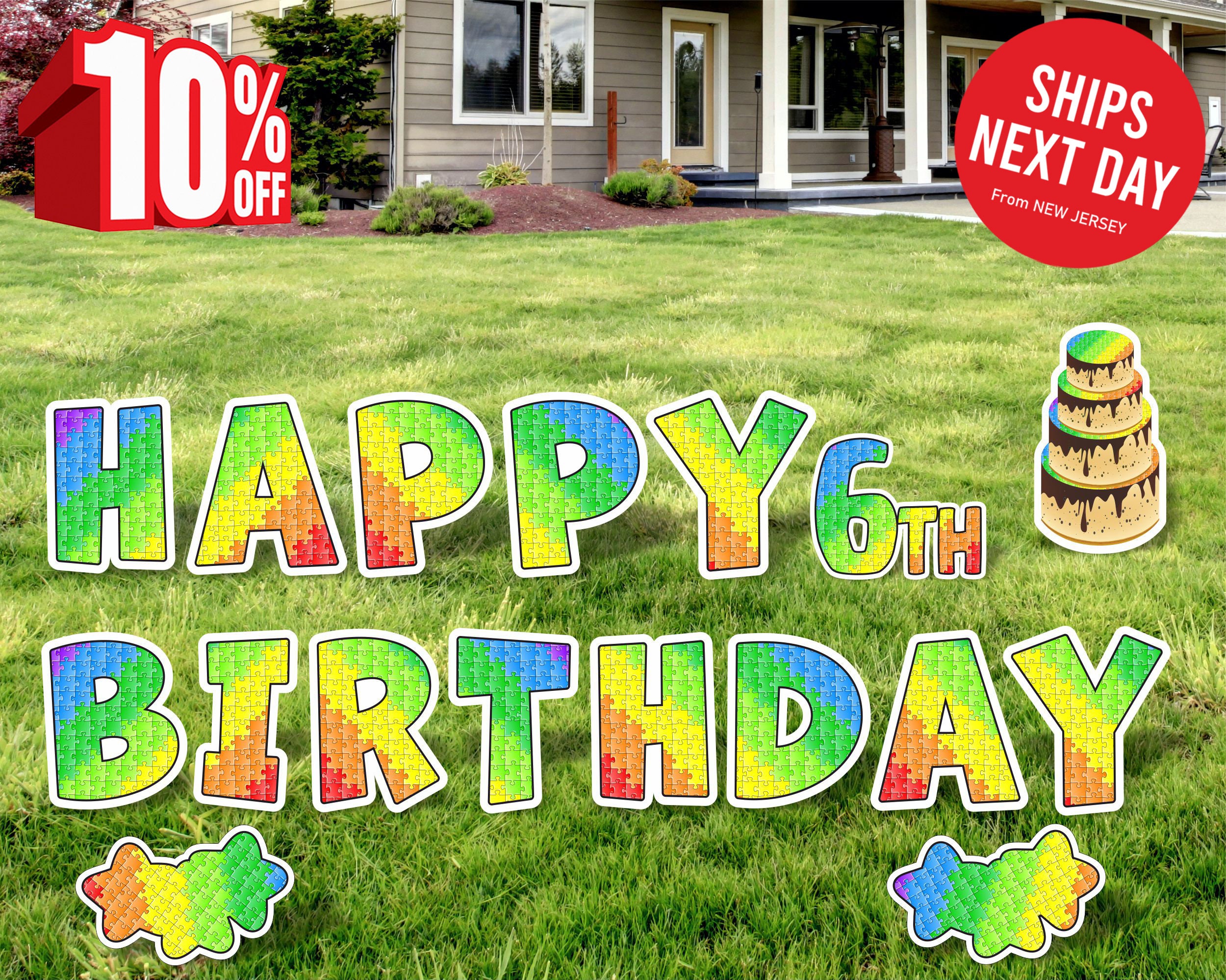 PUZZLE Happy Birthday Yard Sign HBD Lawn Signs Outdoor Lawn Etsy