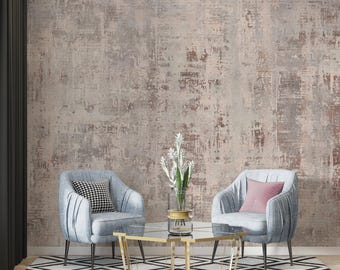 Distressed Concrete Wallpaper | Faux Plaster Wall Mural | Rustic Industrial Decor - Peel and Stick Custom Size Wallpaper