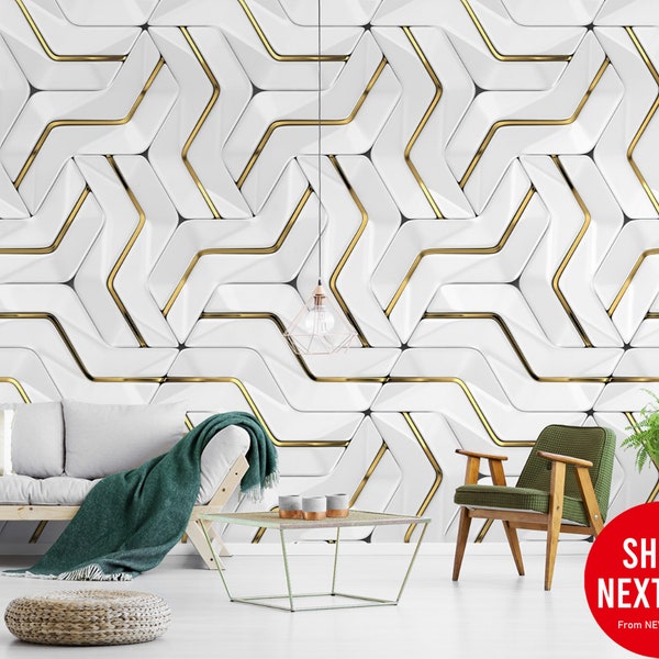 Peel and Stick Wallpaper Gold Etsy