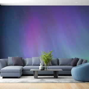 Aurora Borealis Background Wallpaper | Pattern Wall Mural | Peel and Stick Wallpaper | Removable Night Sky Mural