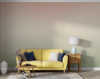 Pale Rose to Green Gradient Wallpaper Antique Vibe Wall Covering Muted Pastel Ombre Wall Art