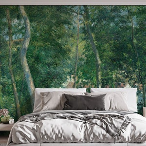 Peel and Stick Forest Wallpaper | Pattern Wall Mural | Peel and Stick Self Adhesive or Pasted | Oil Painting Wallpaper | Forest Wallpaper