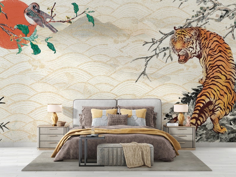 Tiger Peel and Stick Wallpaper Pattern Wall Mural Peel and - Etsy