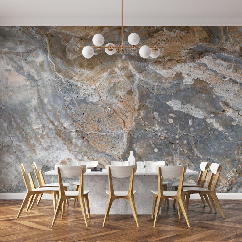 Blue Crystal Onyx Marble Glossy Wallpaper Pattern Wall Mural | Etsy