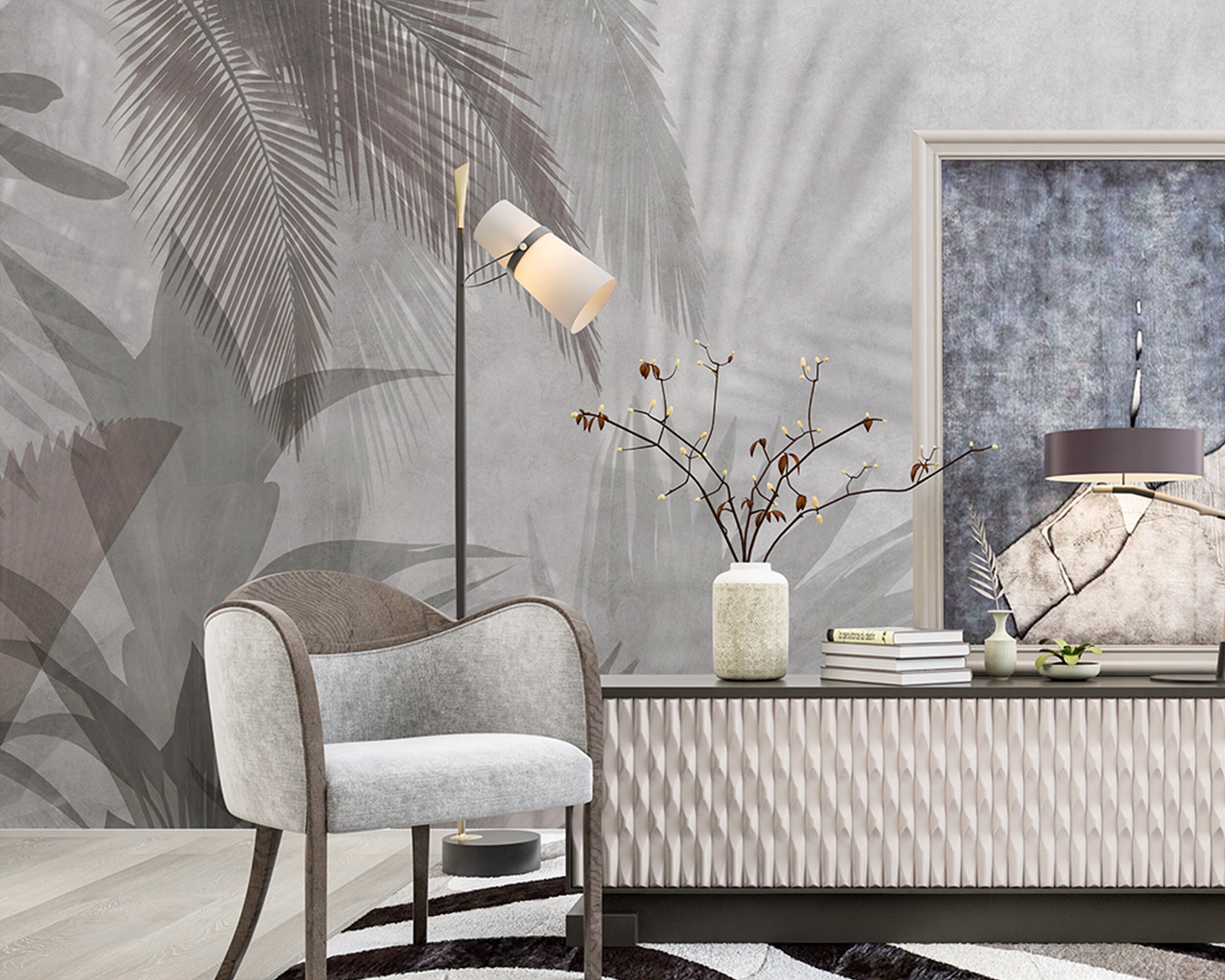 Green Tropical Palm Leaf Wallpaper Mural | Peel and Stick, Removable - Etsy