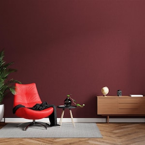 Luxury Maroon Red Wall Mural – Matte Textured Wallpaper – Perfect Accent for Modern, Vintage & Industrial Interior Design – Peel and Stick