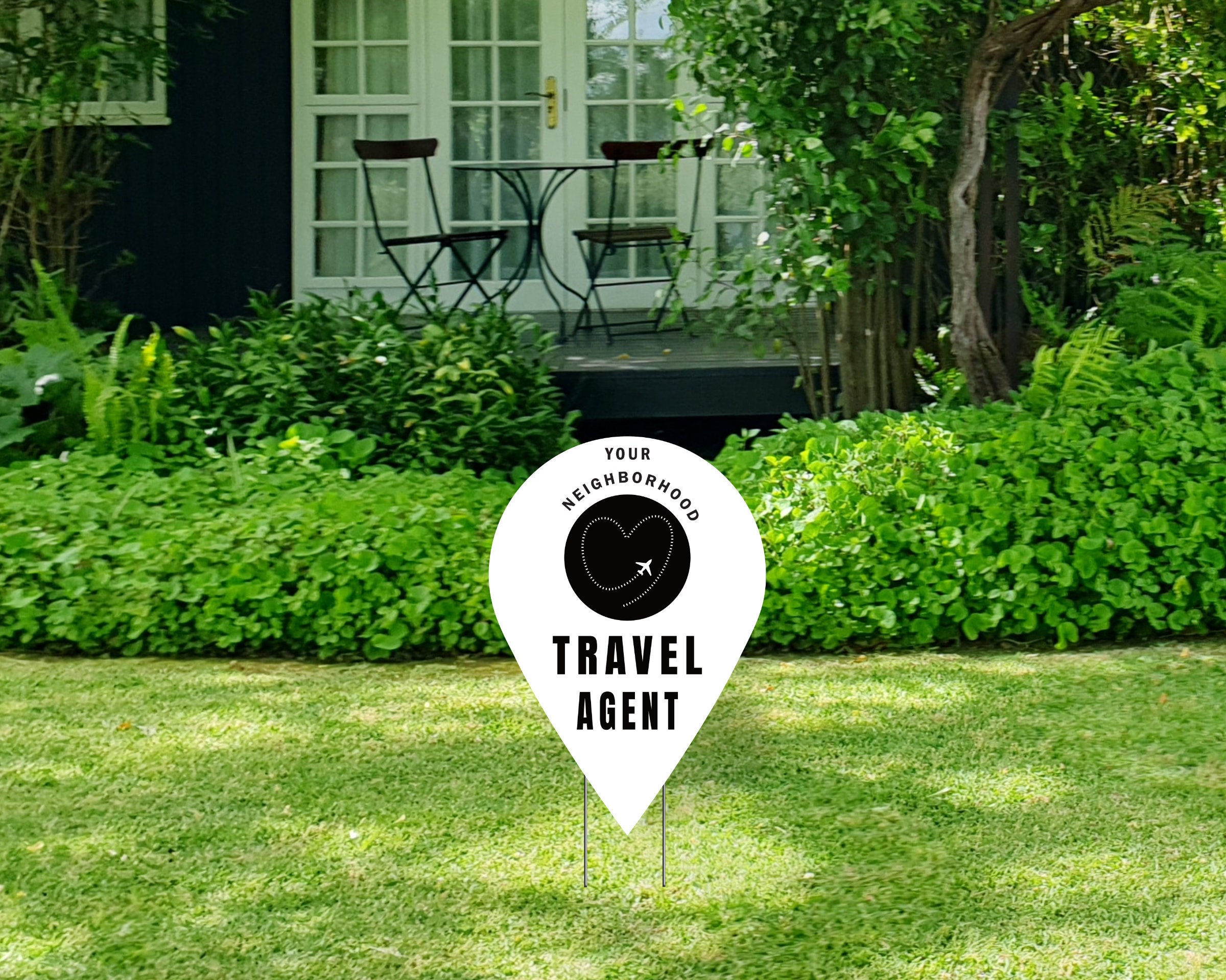 Neighborhood Travel Agent Sign, Outdoor Marketing With Stakes, 18