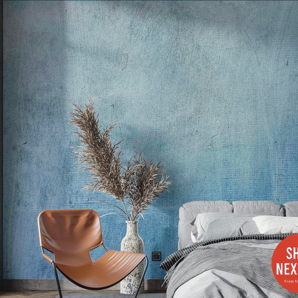 Blue Concrete Texture Wallpaper  | Pattern Wall Mural | Peel and Stick Self Adhesive or Pasted | Removable Wallpaper |Custom Size