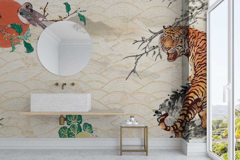 Tiger Peel and Stick Wallpaper Pattern Wall Mural Peel and Etsy