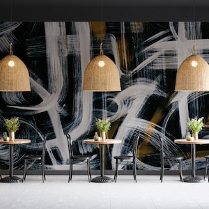 Aesthetic Abstract Brush Strokes Wallpaper, Self Adhesive or Pasted, Modern Wall Mural, Peel and Stick Artistic Wallpaper