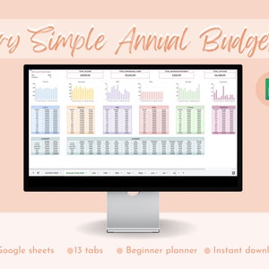 Simple Annual Budget Spreadsheet Template for Beginner, Budget Planner for Google Sheet, Weekly Budget Template, Personal Finance Planner