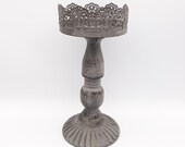 FIVER FRIDAY Vintage Metal Pedestal Plant Stand, Raised Trinket stand, Pillar Candle Holder, Crystal Holder