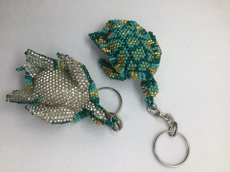 Beaded turtle keychain turtle keychain beaded turtle hand Etsy