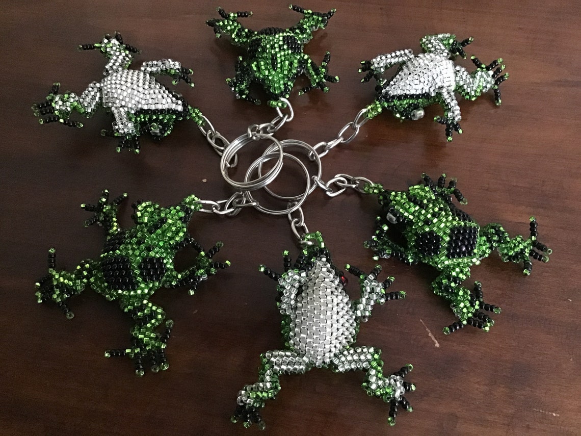 Beaded Frog Keychain Frog Keychain Beaded Frogbeaded Etsy