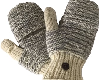 Merino wool texting mittens, unisex flip top mittens, cozy wool flip top mitts, winter fashion flip top mittens.