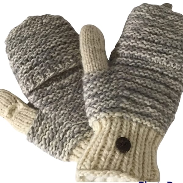 Merino wool texting mittens, unisex flip top mittens, cozy wool flip top mitts, winter fashion flip top mittens.