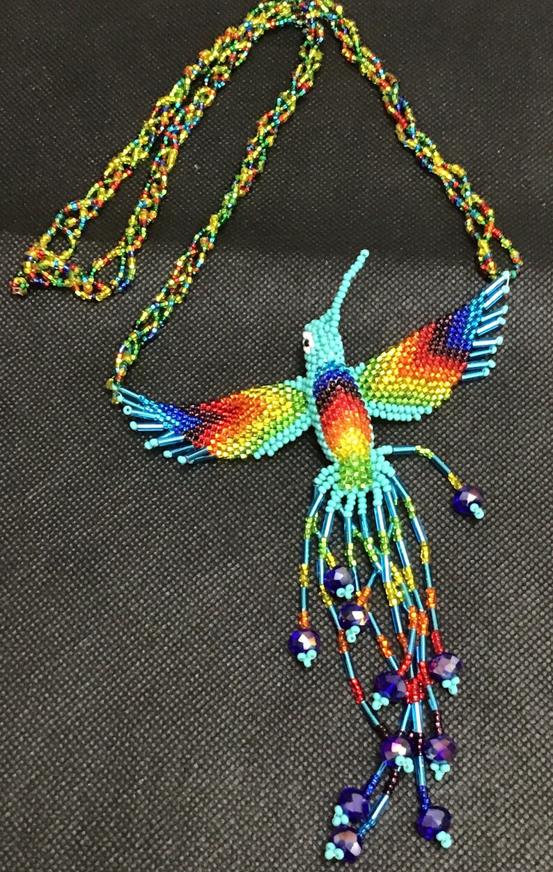 Handmade beaded hummingbird necklace Etsy