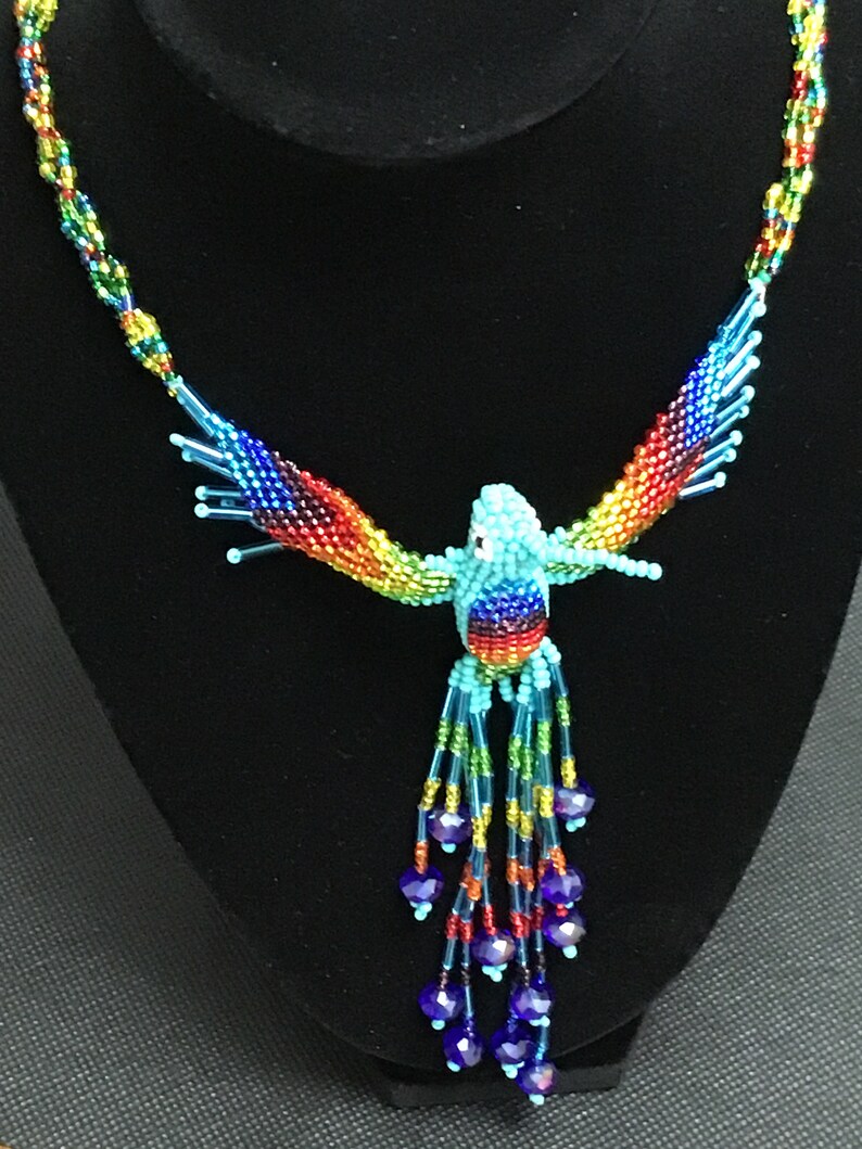 Handmade beaded hummingbird necklace Etsy