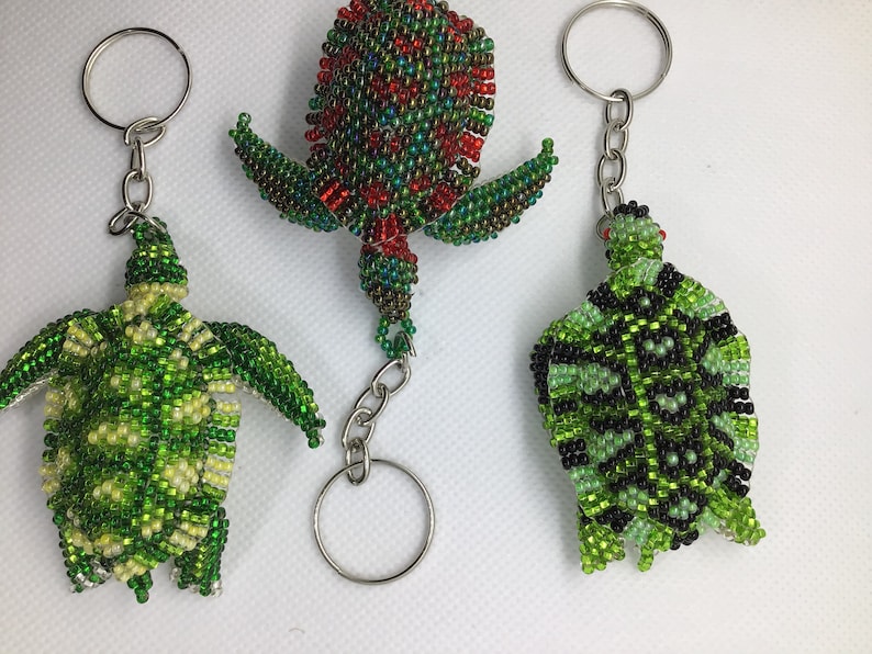 Beaded turtle keychain turtle keychain beaded turtle hand Etsy