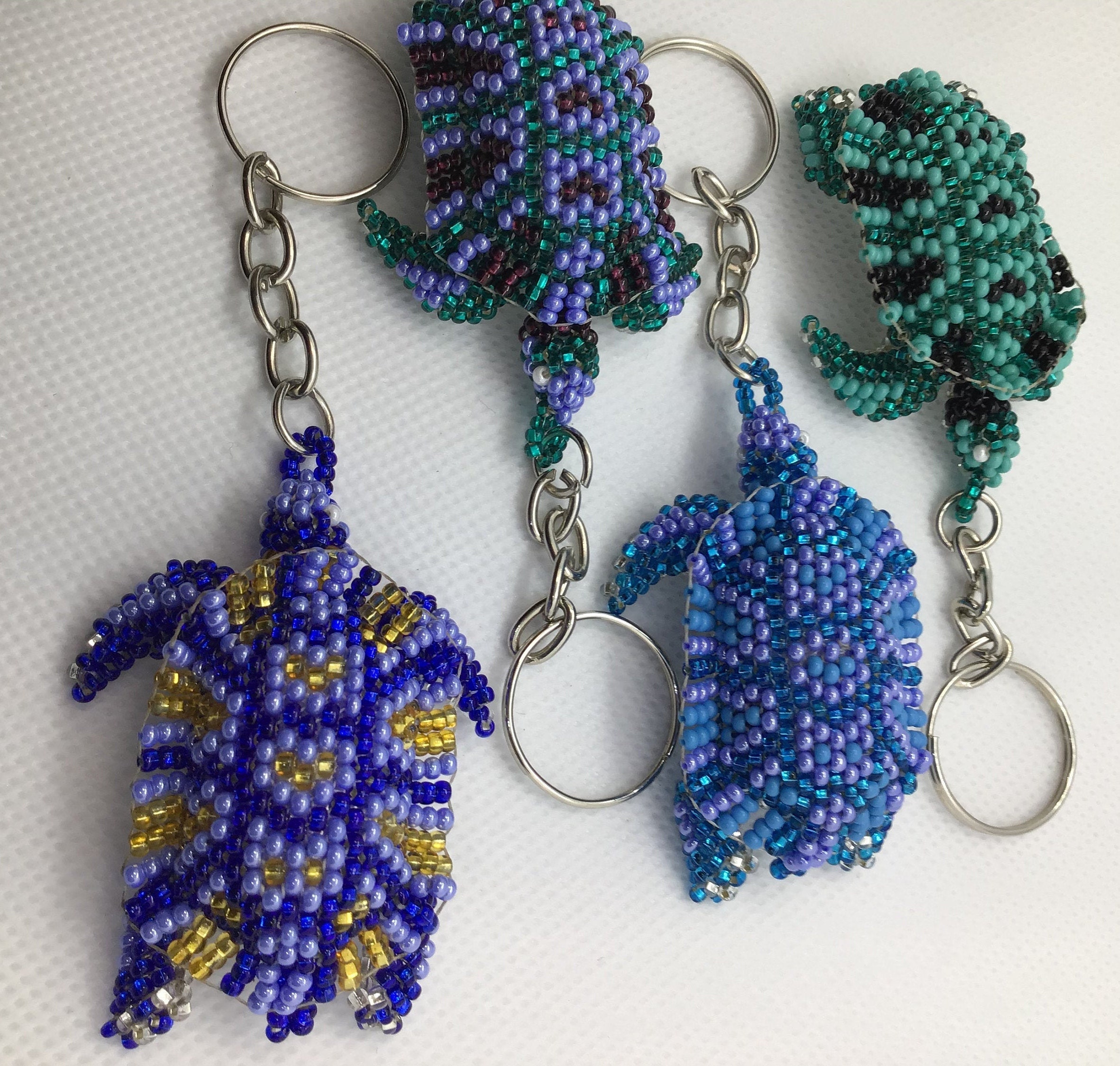 Mini turtle keychain beaded turtle keychain gift for her Etsy