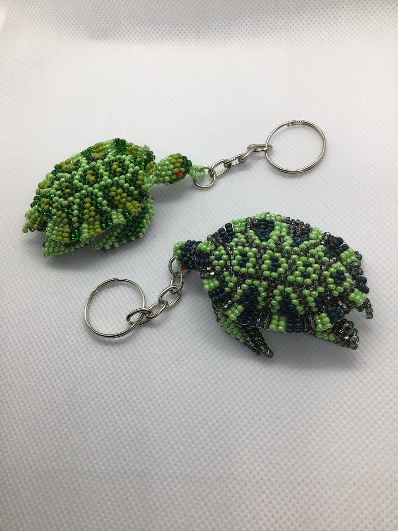Beaded turtle keychain turtle keychain beaded turtle hand Etsy