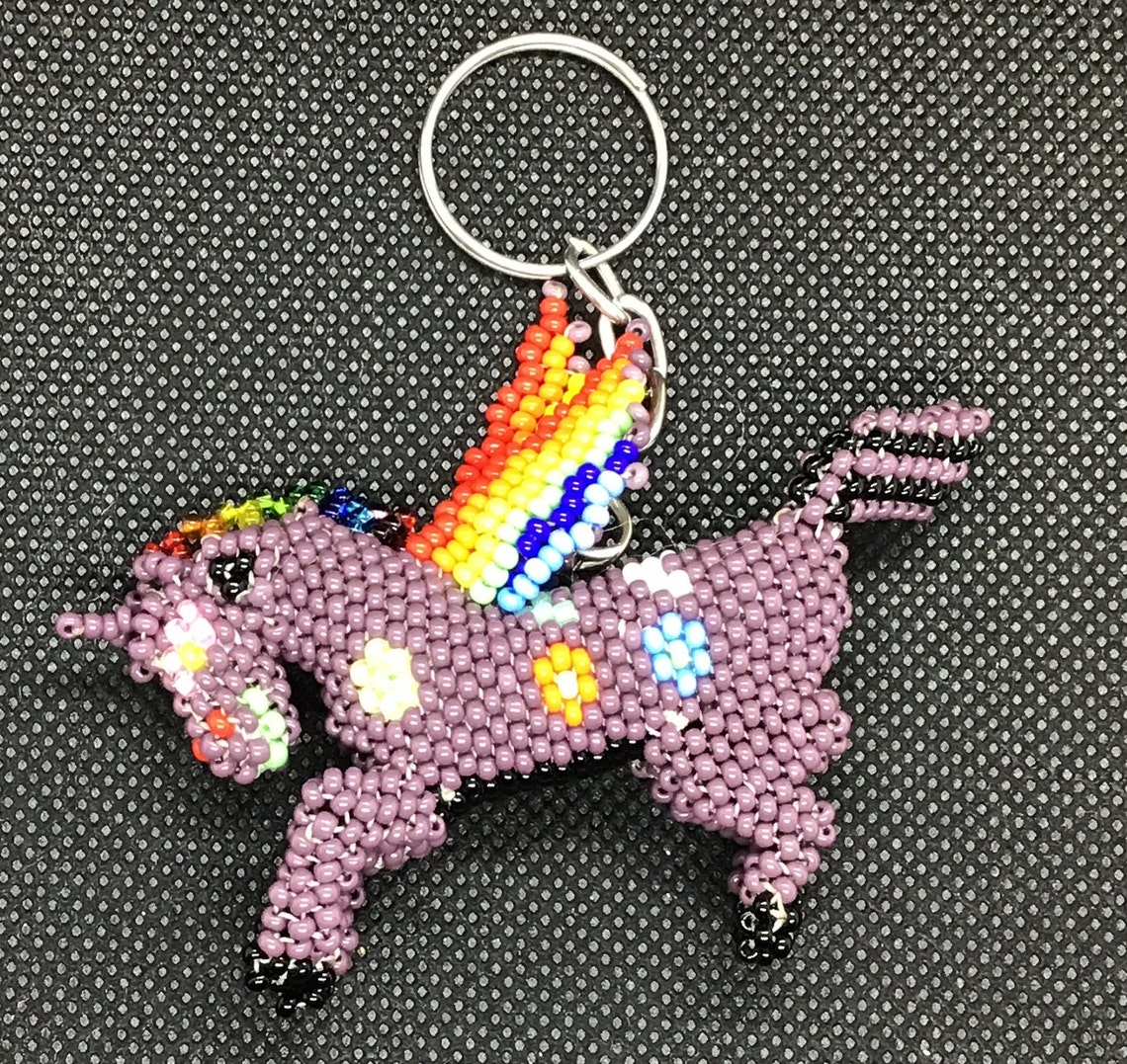 Beaded unicorn keychain unicorn unicorn keychain hand Etsy