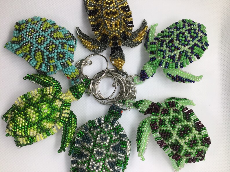 Beaded turtle keychain turtle keychain beaded turtle hand Etsy
