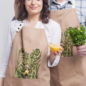 Artichokes print Beige Apron Cooking apron baking Aprons for her Gardening Apron for Kitchen Housewarming gift Apron gift image 3