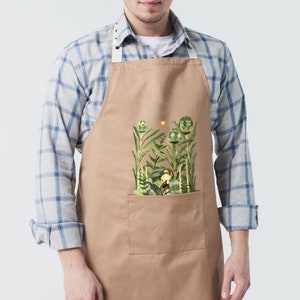 Artichokes print Beige Apron Cooking apron baking Aprons for her Gardening Apron for Kitchen Housewarming gift Apron gift image 2